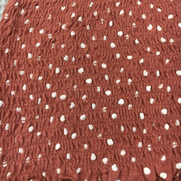 American Eagle Top Women’s L Smocked Polka Dot Crop Puff Sleeve Boho Cottage Y2K - Picture 7 of 11